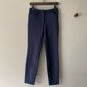 EXPRESS SKINNY HIGH RISE STRETCH + NAVY PINSTRIPE PANTS SIZE 4R EUC